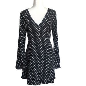 American Rag Black and White Polka Dot Long Sleeve Dress